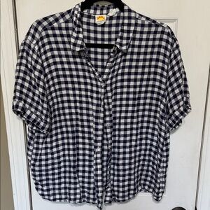 C&C California Navy and White Checkered Linen Shirt